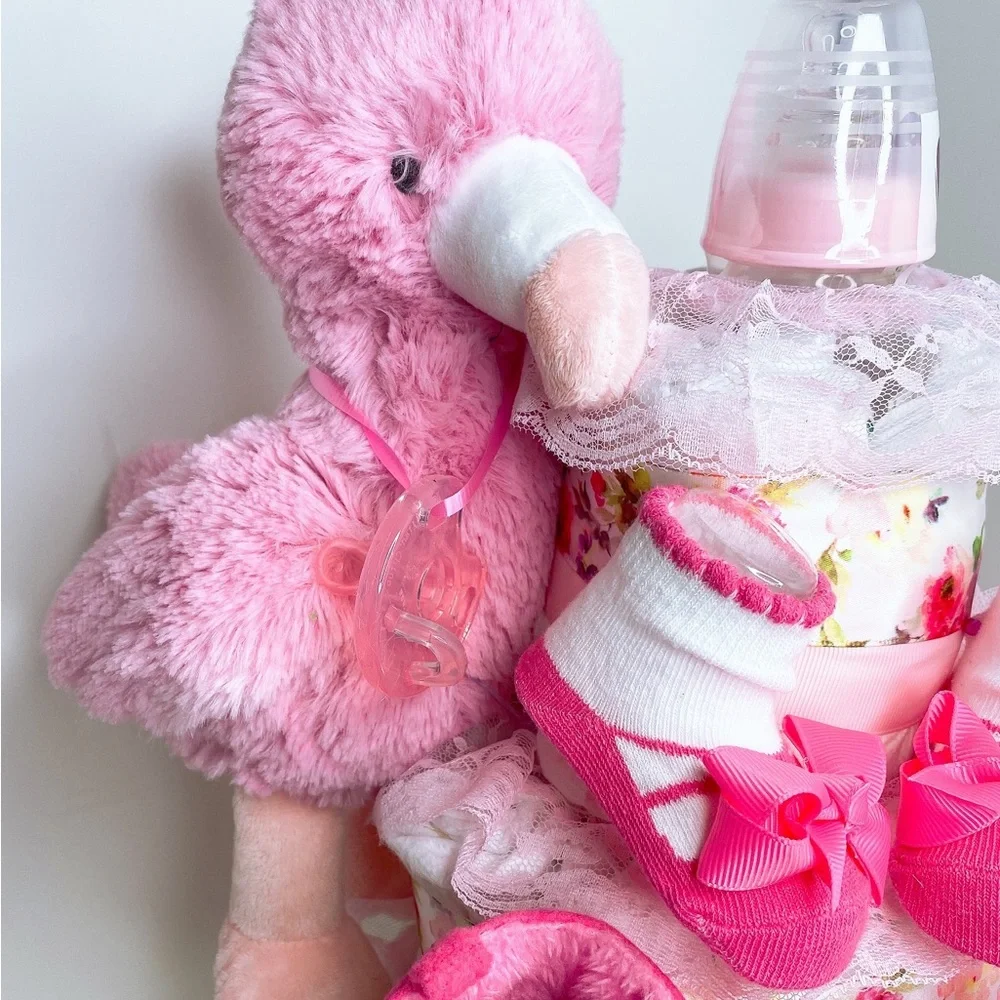 Flamingo Diaper Cake, Easter Baby Shower Gift